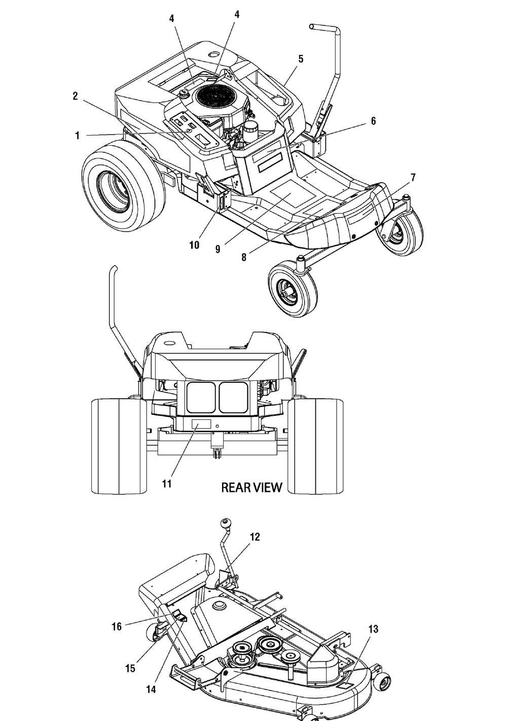 Decals Group Diagram and Parts List for 2690429-107277740-ZT7000 2005 Briggs and Stratton Lawn Tractor Accessories